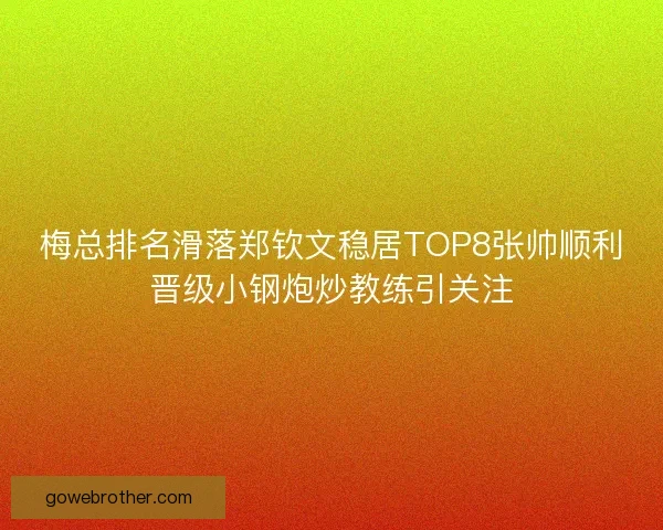梅总排名滑落郑钦文稳居TOP8张帅顺利晋级小钢炮炒教练引关注